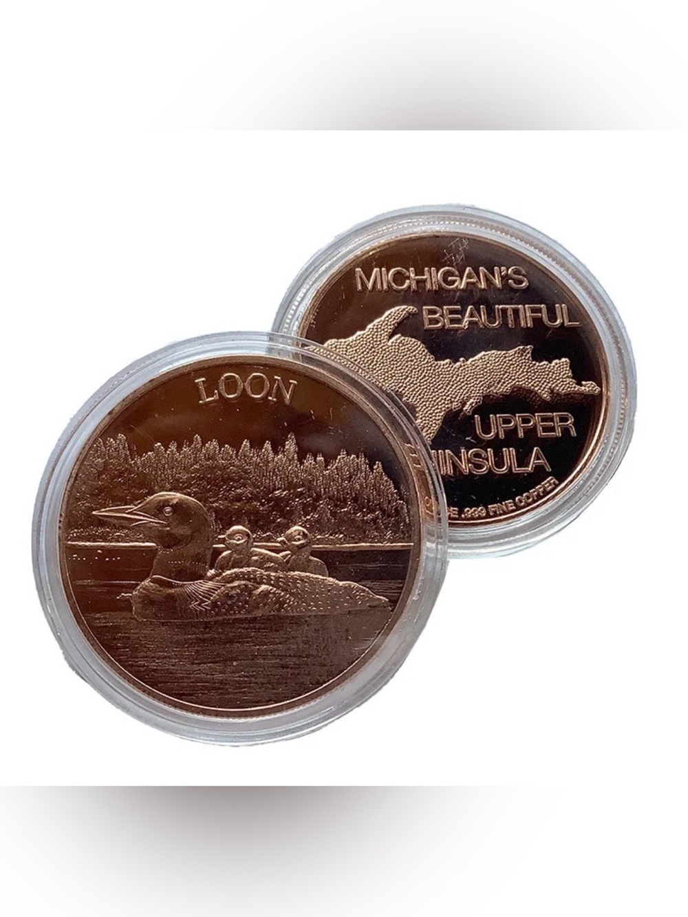 Michigan's Beautiful Upper Peninsula Loon Copper Coin NIC